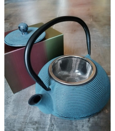 Théière en fonte bleue