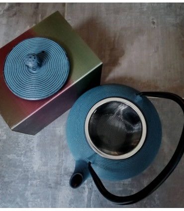 Théière en fonte bleue
